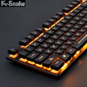 Combos KM320 Gamer Keyboard Gaming Keyboard And Mouse Gamer Kit Orange USB Wired Computer Keyboard 104 Keycaps For Pc Laptop