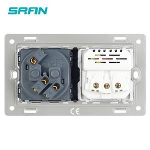 SRAN EU 2GANG POWER SOCKET, 16A ELEKTRISK PLUG GRUND DUE LED -indikator, dubbeluttag med USB, 146*86mm PC Panel Wall Socket