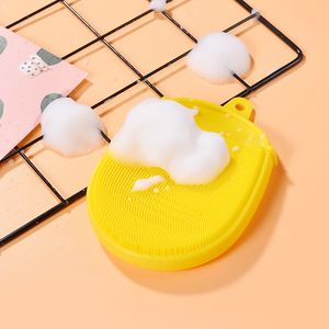 Baby Silicone Bath Brush Dowch Rub Body Scrubber 1st Wash Face Massage Exfolierande badrumsmaterial Baby Shower Gloves Brush