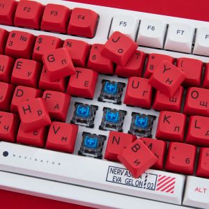 Accessories MAIMOOO EVA02 Russian Keycaps PBT Sublimation Profile XDA Height DIY Ball Cap DIY Red White RU Keycap For Mechanical Keyboard