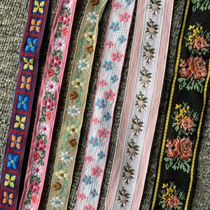 3YARD 1 INCH 20-35MM Flower Vintage Handmade Embroidered Jacquard Ribbons Clothing ZERZEEMOOY