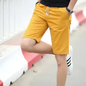 Shorts maschile 2024 Summer Trendy Brand Solid Color Casht for Korean Quarter Pants Fashion Sliet Cotton Beach