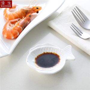 6pcs per Set Fish Shaped Snack Sauce Super White Porcelain Dish HotelBreakfast Buffet Food Cake Ceramics Plater Wasabi Tableware