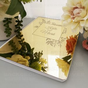 Wedding Guest Book Personalized Guestbook Signature Decor Engrave Carve Mirror Blank Favor Gifts Party White Cover Gift G026