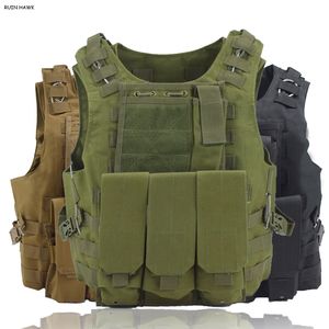 Vesto de armadura de combate militar de equipamento militar colete tático Molle Vest para caçar airsoft camuflagem paintball wargame de proteção de proteção corporal armadura