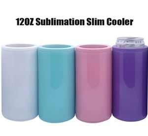 DHL 12oz Sublimation Slim Cooler Tumblers Double Wall Straight Coolers Copperplated Storage Tank Multicolor Keep Cold Ho7849013