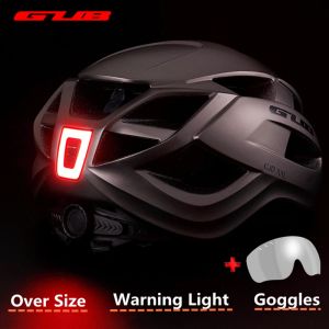 GUB Bicycle Goggles XXL 61-65 Helmet With Light Intergrally-Molded Cycling Headset Road Crash Safety Town Route Open Face Helmet