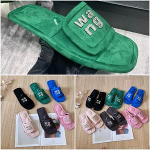 Designer Slides Sandali di lusso Donne Slip on Black Pink Green Green Grigio Piscina Suede Sinestone Velcro Gai Fashion Week Party 35-42 Vacanze