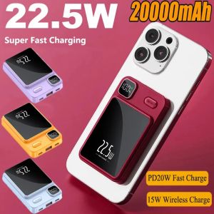 Chargers Power Bank 20000mAh qi carregador sem fio magnético para iPhone Samsung Xiaomi Removável Carregador de indução portátil Fast Charging