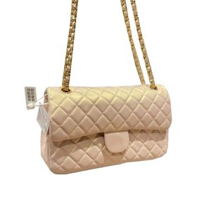 Classic Pearl Pink White Flap Bag Glitter Lambskin Quilted Plaid Metal Chain Hardware Shoulder Crossbody Bag Designer French La