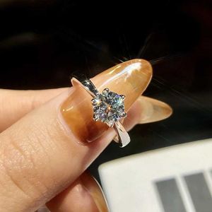 Bandringe KNB 0,5-2CT True Mosonit Diamond Engagement Ring Womens Ehering 925 reines Silber Luxus hochwertiger Schmuck J240410