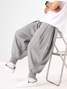 Pantaloni da uomo gamba larga seta ghiacciata stile giapponese jogger di grandi dimensioni