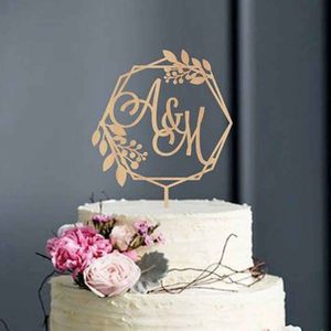 Custom Rustic Wreath Initials cake topper wedding Cake topper Calligraphy initial letters Personalized Monogram Cake Topper