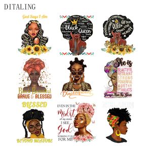 Black Beauty Patch para roupas Deus diz que eu sou um adesivo de camiseta lavável DIY Black Afro Girl Térmica adesivos para decalques de roupas