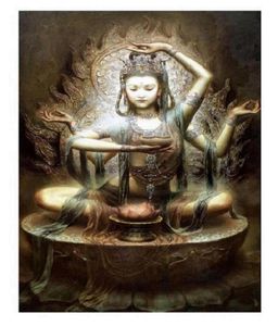 A68 Chinese Dunhuang Kwanyin goddess High Quality Handcrafts HD Print portrait Art Oil painting On canvas Multi sizes Frame Opt8256175265