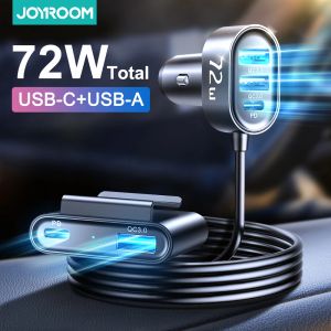 Joyroom 5 Ports 78W Car Charger USB Type C QC 3.0 PD 3.0 Быстрая зарядка для зарядки на автомобильном телефоне для iPhone Samsung Huawei