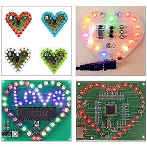 Kit eletrônico DIY LED Plashing Heart Shape Breathing Lamp Marquee Light 8 Styles Solding Practice for School Student Learning