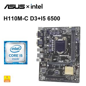 Moderbrädor ASUS H110MC D3 Moderkort set med i5 6500 CPU och DDR3 8G*2 16GB Intel H110 1151 Moderkort PCIe 3.0 USB3.0 Micro ATX