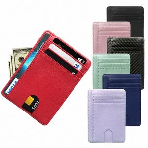 Slim Pu Leather Wallet Credit ID Card Holder Purse Mey Case Cover Portable Simple Exquisite Compact Male Female Storage Bag R0CZ#