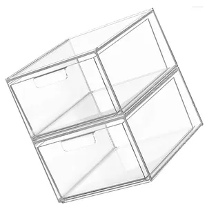 Storage Bags 2 Pcs Transparent Box Clear Organizer Bathroom Drawer Jewelry Plastic Case Cases Receptacle