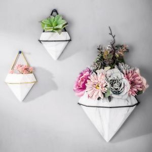 New Flower Pot Home Room Wall Hanging Flower Pots Marble Pattern Wall-Mounted Without Punching Hanging Flower Pot Dropshipping