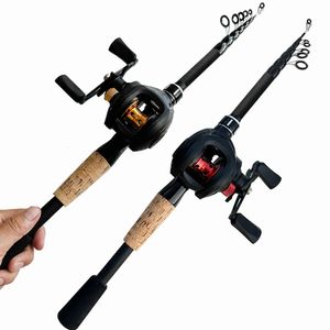 Haste de pesca e carretel de barraco Baitcasting de alta qualidade fibra de carbono pólo telescópico 191bb Conjunto 15m24m 240407