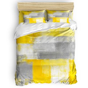 油絵の抽象的な黄色の快適な家庭用品ベッドルームベッドラグジュアリー羽毛布団カバー2/3/4ピース