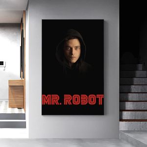 Poster del film MR.Robot Rami Malek Hackers USA Show televisivo Poster Retro Vintage Canvas Dipinto HD Stampato per soggiorno Aesthetics Aesthetics