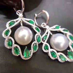 Dangle Earrings D207 Pure 925 Sterling Silver 8-9mm Fine Jewelry Fresh Water White Pearls for Women Pearl