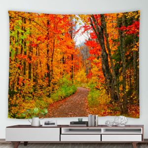 Floresta psicodélica Natureza rural Tapestry Paisagem Arte da parede Arte mural Mural Muracho amarelo Maple vermelho outono