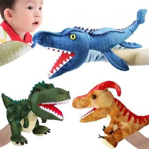 Plush Dolls Pluszowe dinozaur ręka Puppet wypełniona zwierzęcą ręka palca historia opowiada lalki edukacja dziecięca zabawka Tyrannosaurus rex dziecięcy prezent J240410