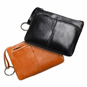 mini handväska för män plånbok kvinnor äkta läder blixtlås vintage kort dam liten smal kvinnlig kvinnor plånbok man tunna portomee f6ps#