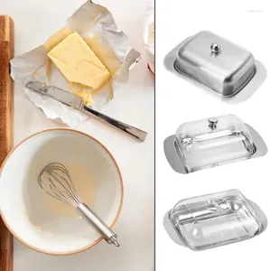 Piatti piatto di burro con coperchio portatile scatola di formaggio occidentale in acciaio inossidabile custode fresco contenitore vassoio da cucina