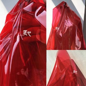 Red Liquid Film Phantom Laser Film Designer Fabric Dark Red Jelly tpu clothing waterproof leather