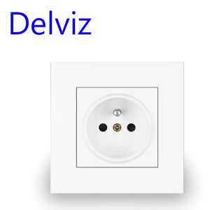 Delviz French Standard Light Switch, 1 Gang 1Way / 2way Stair Corridor Switch, White With Switch Panel, 16A Wall Power USB Socket