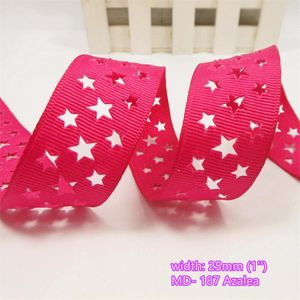 12 colors to select 10 yards Stars Engraved Hollow Grosgrain Ribbons Quality Tapes for hairbow gift pack clothing Bowknot DIY