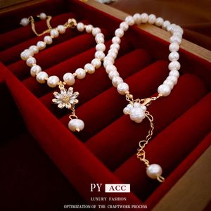 Real Gold Electroplated Baroque Pearl Zircon Flower French Bracelet Light and High Grade Hand Decoration