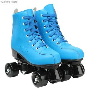 Patins em linha patins pretos rodas patins homens homens roller skate tênis quad-tênis para iniciantes de patinação ao ar livre de skate adulto duplo linha dupla de 4 rodas Y240410