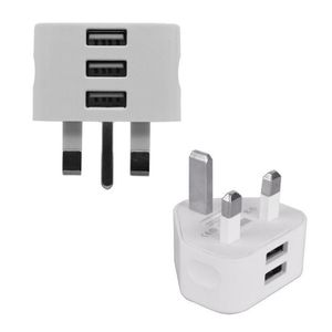 1pcs uk plug parede de 3 pinos CARREGADOR DO ADAPTOR DO PINCO com 1/2/3 Portas USB Travel Charging Mains Wall AC Multi Power Adapter Acessórios