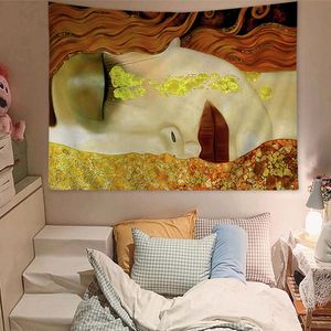 Gustav Klimt The Kiss Hanging Bohemian Tapestry Bohemian Wall Tapestries Mandala Wall Hanging Home Decor