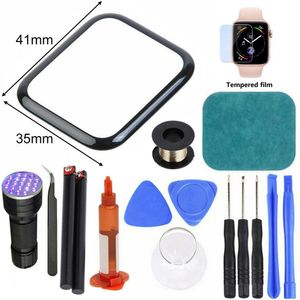 YTER FRONT LCD -glasskyddsersättning UV -lim pekskärmreparationssats för Apple Watch 2/3/4/5/6 Series 38mm 42mm 40mm 44mm