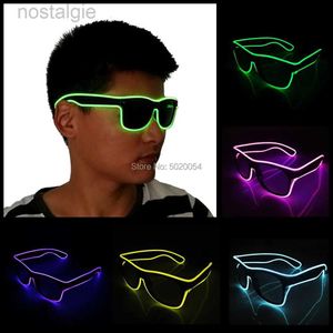 Giocattolo rave a LED 10 colori Fashion El Wire Neon O occhiali da sole a LED Dance DJ Bright lampeggianti occhiali da sole uomini Accensione Eyewear 240410