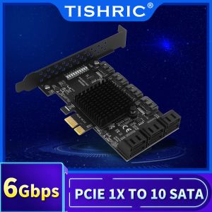 Karty Tishric PCIE 1x do 10 SATA PCI Express SATA SATA Bit SSD Dodaj na karcie Karta rozszerzania dysku twardego.