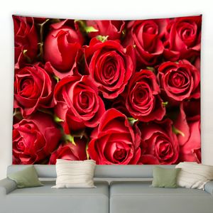 Rose ara ad arazzo muro appeso a fiori rossa arazzo naturale elegante per camera da letto dormitorio decorazione arte per la casa tappetino da yoga coperta