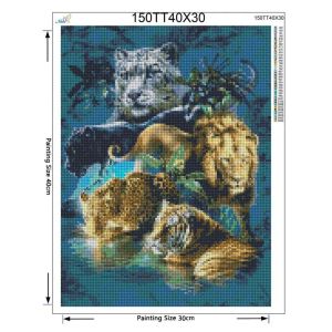 100% Full 5D DIY Daimond Painting „Liontigerleopard” 3d Diamond Malowanie okrągłe dhinstones Diamant Malowanie haftowanie