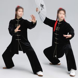 Autumnwinter förtjockad koreansk sammet kvinnor som utför kampsportkläder taiji kungfu uniformer tai chi kostymer