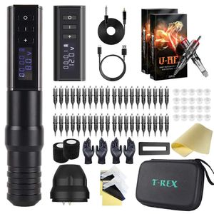 Trex Ambition Professional Wireless Tattoo Machine Kit Pen com Power Motor Portable Motor Digital LED Display para Body Art 240327