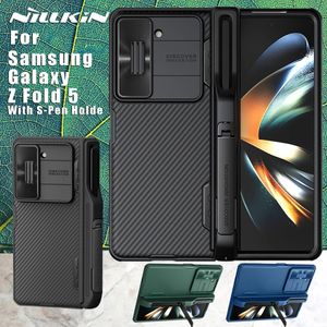 Nillkin for Galaxy Z Fold 5G CASE مع عدسة Camshield Camshield SPEN Kickstand Silicone Slide Camera Cofmeting 240326