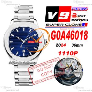 Polo Date G0A46018 Miyota M9015 Automatic Womens Watch V9F 36mm Blue Dial Diamonds Stick Stainless Steel Bracelet Super Edition Ladies Watches Puretime PTPG