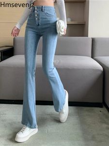 Jeans femininos Cantura alta Flare for Women 2024 Skinny Bell Bottom calça Jean Buttle Butty Lady Sexy Troushers Spring e Autumn